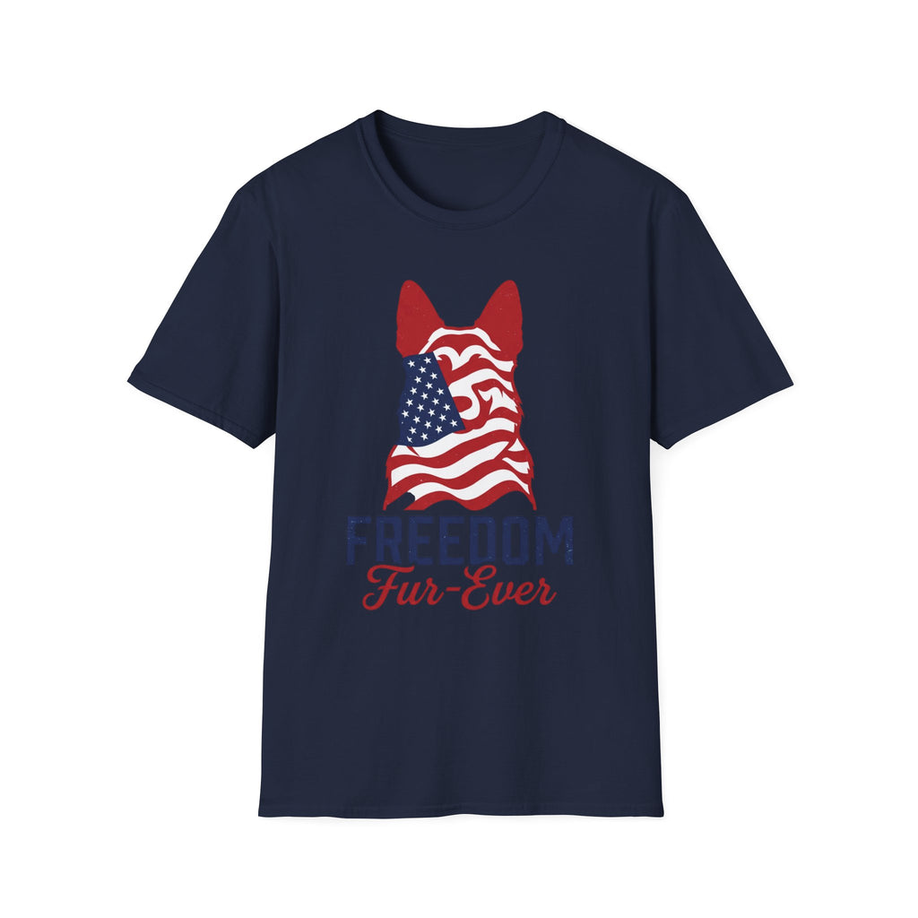 Freedom Fur-Ever Graphic T-Shirt — American Flag Dog Silhouette