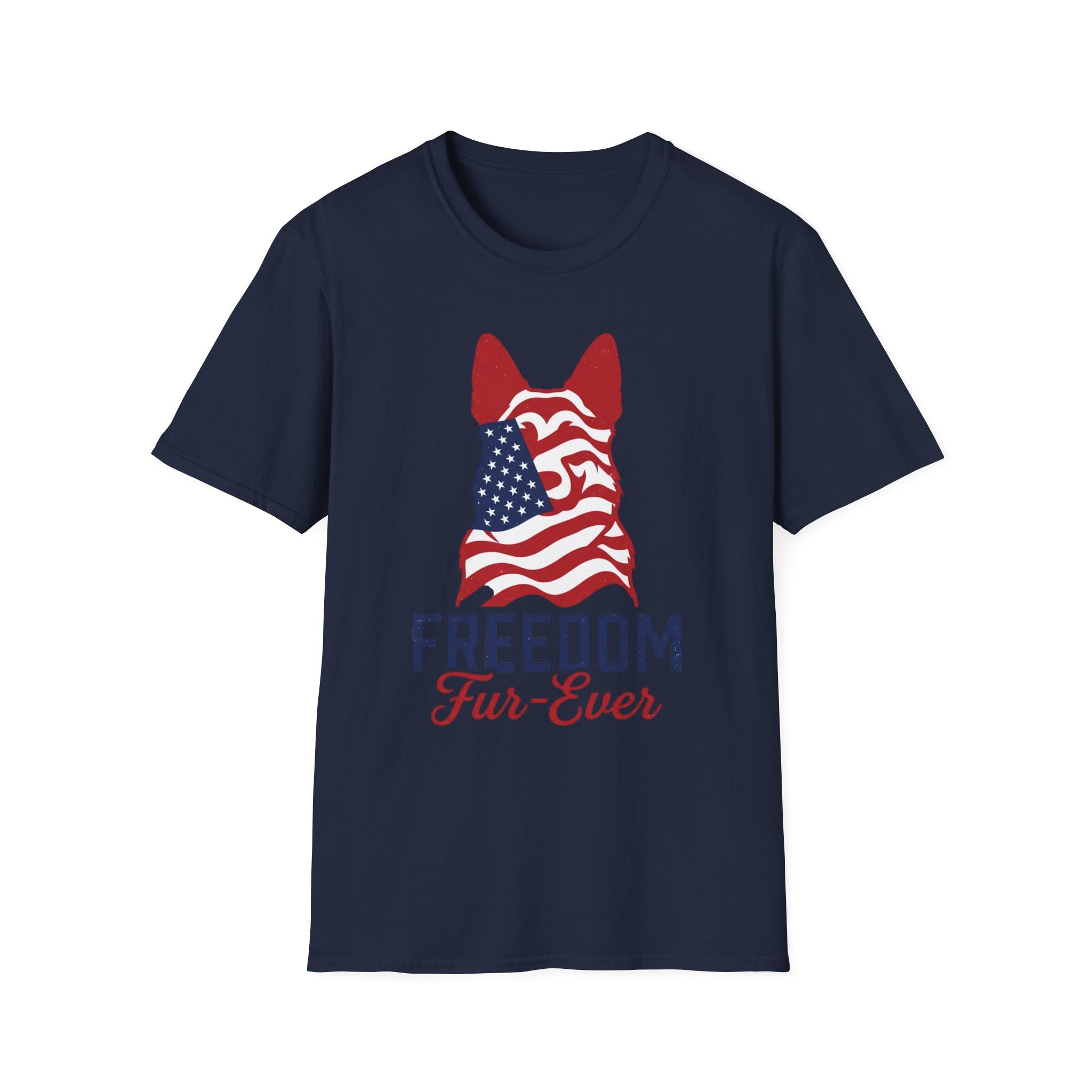 Freedom Fur-Ever Graphic T-Shirt — American Flag Dog Silhouette