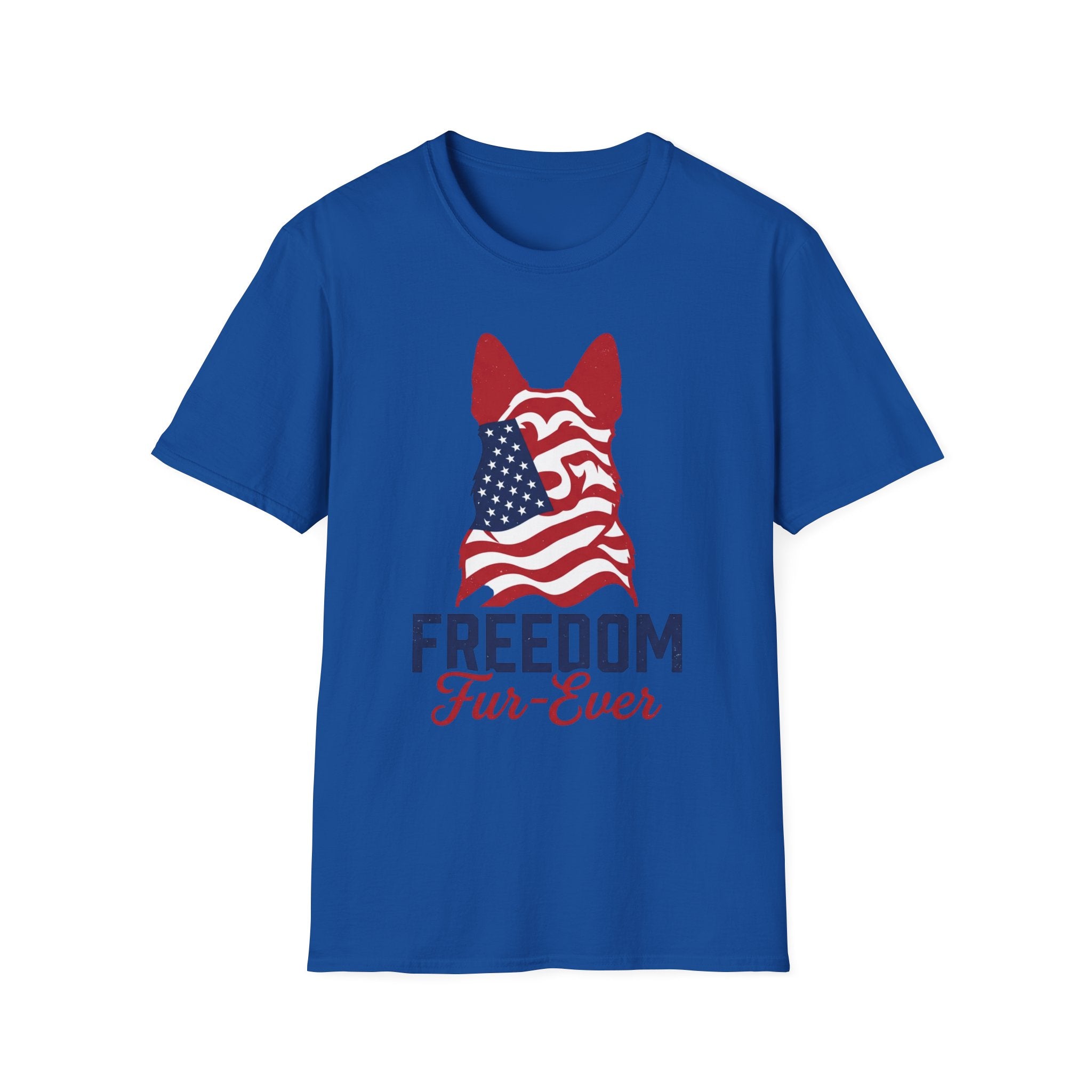 Freedom Fur-Ever Graphic T-Shirt — American Flag Dog Silhouette