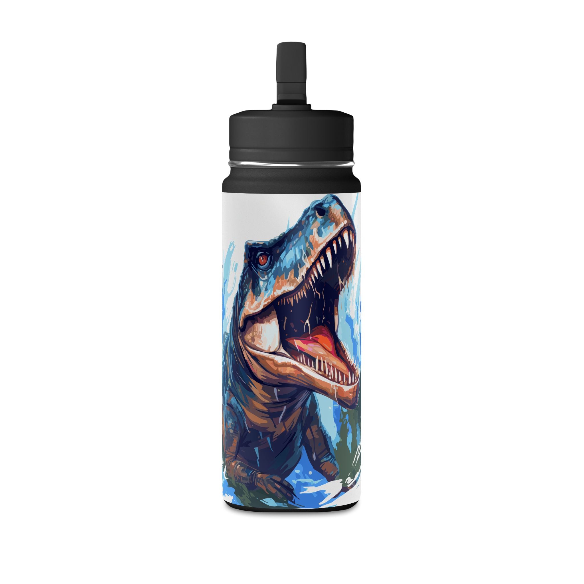 T-Rex Water Bottle — 20oz Dinosaur Sports Bottle with Straw