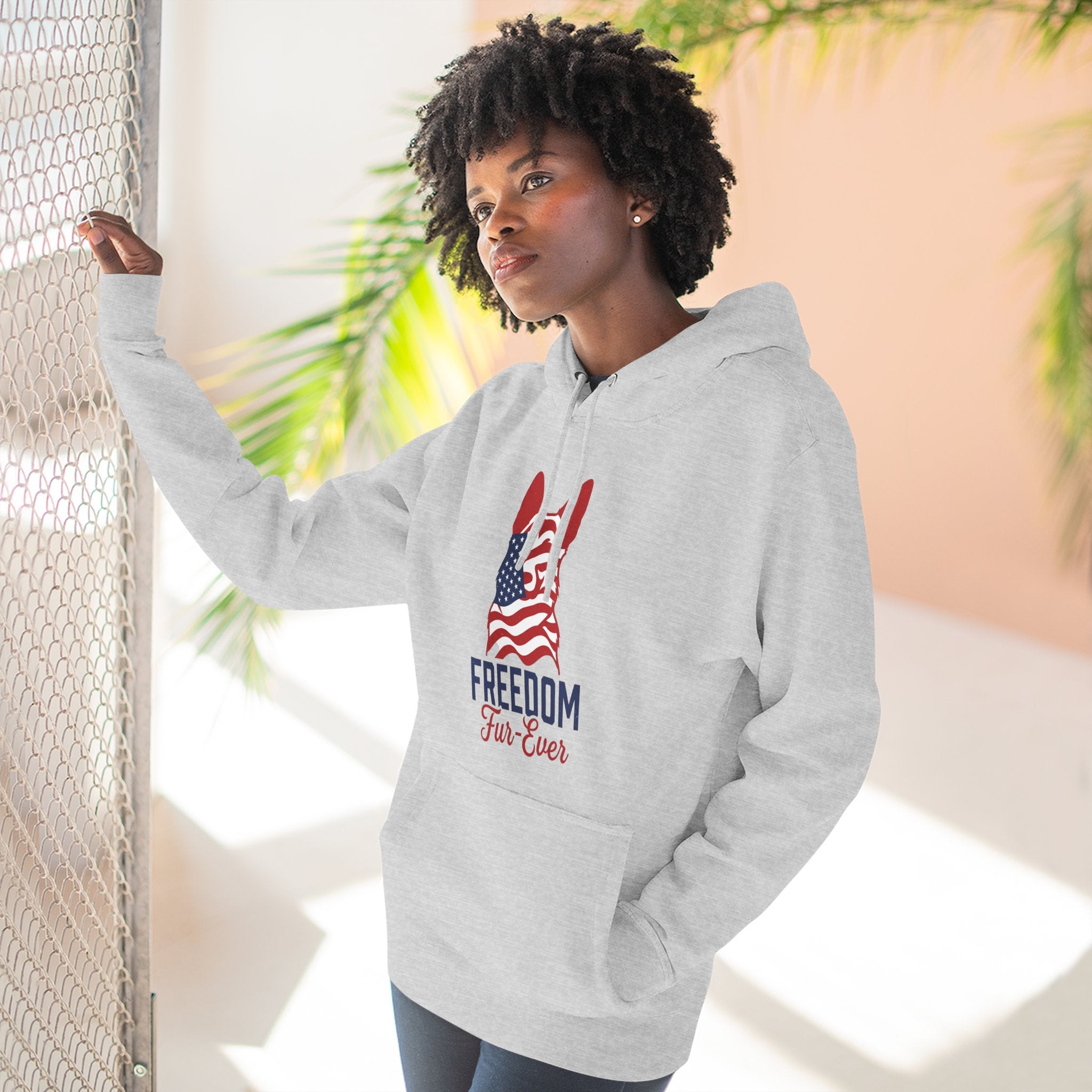 Freedom Fur-ever Hoodie — Patriotic Dog Paw Print Fleece Hoodie
