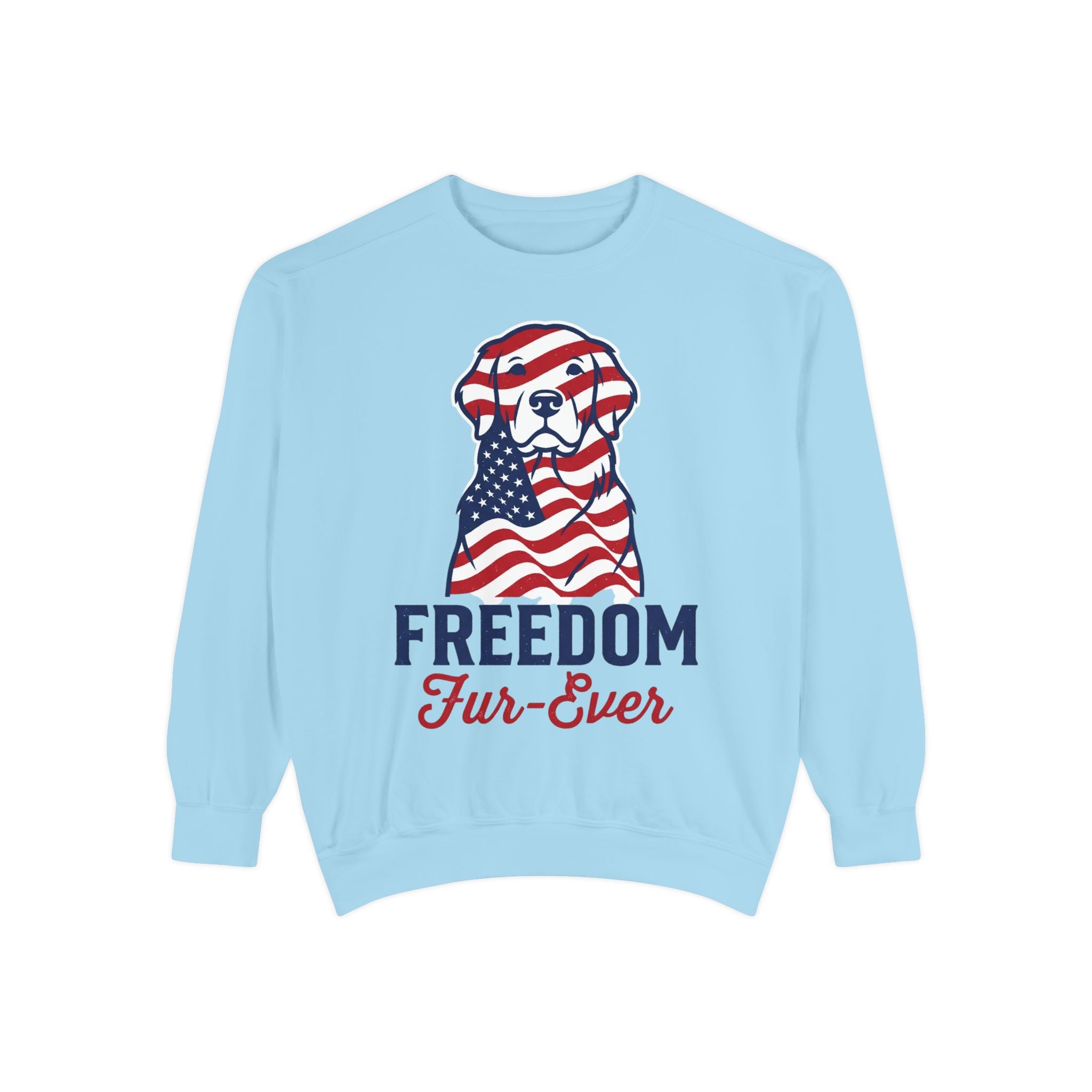 Freedom Fur-Ever Sweatshirt — Patriotic American Flag Dog Crewneck