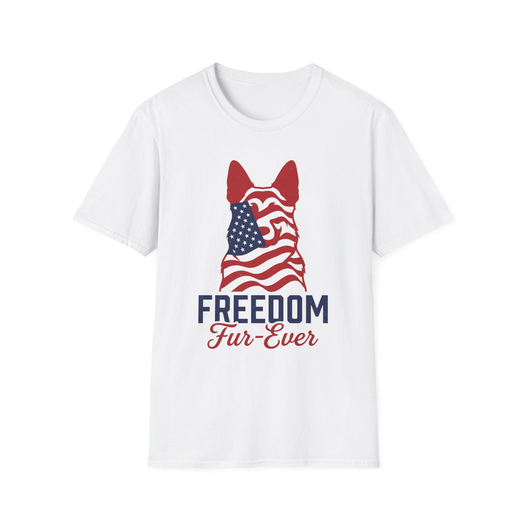 Freedom Fur-Ever Graphic T-Shirt — American Flag Dog Silhouette
