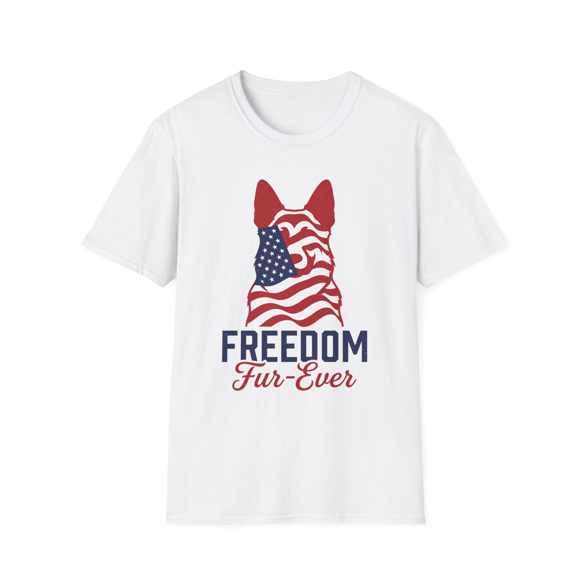 Freedom Fur-Ever Graphic T-Shirt — American Flag Dog Silhouette
