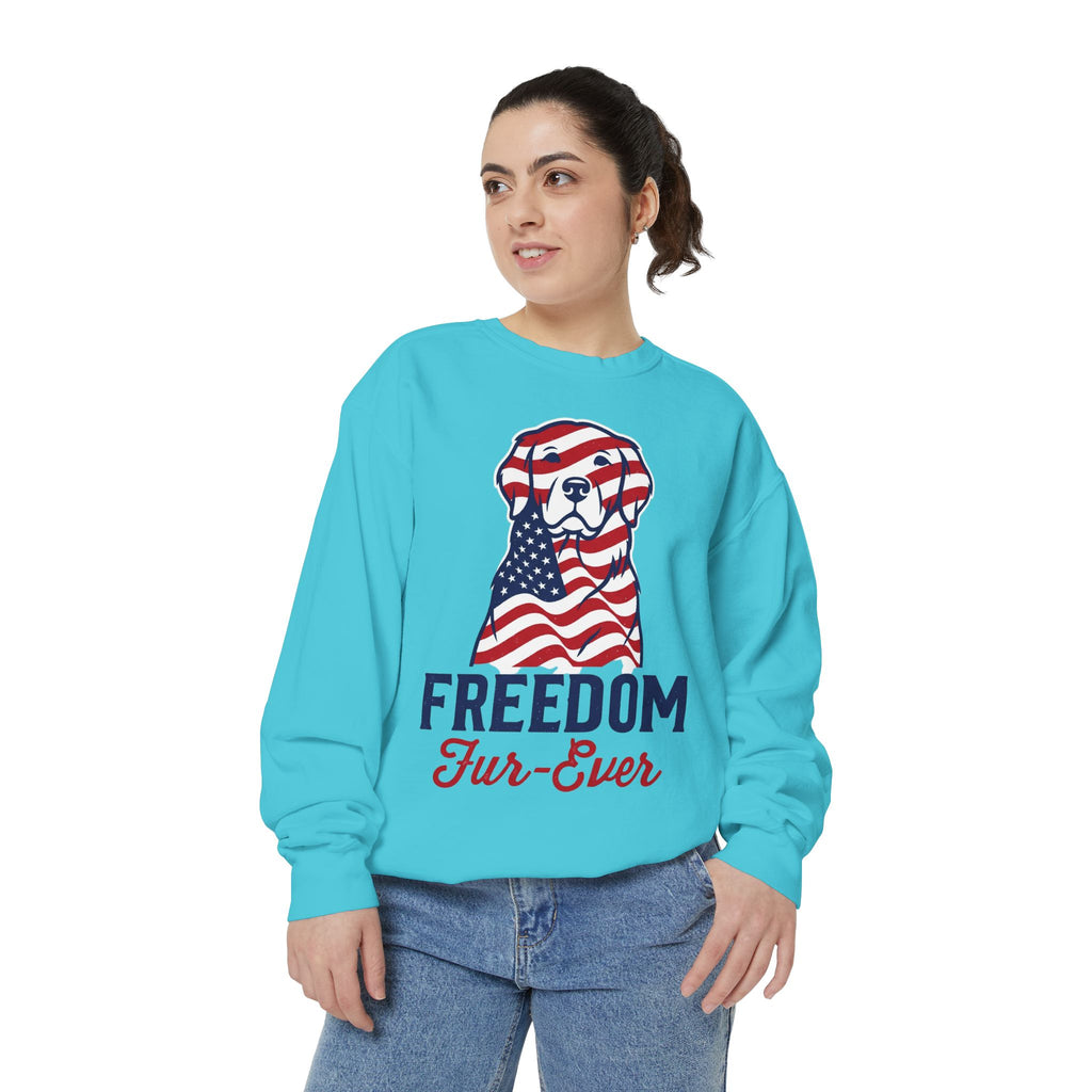 Freedom Fur-Ever Sweatshirt — Patriotic American Flag Dog Crewneck