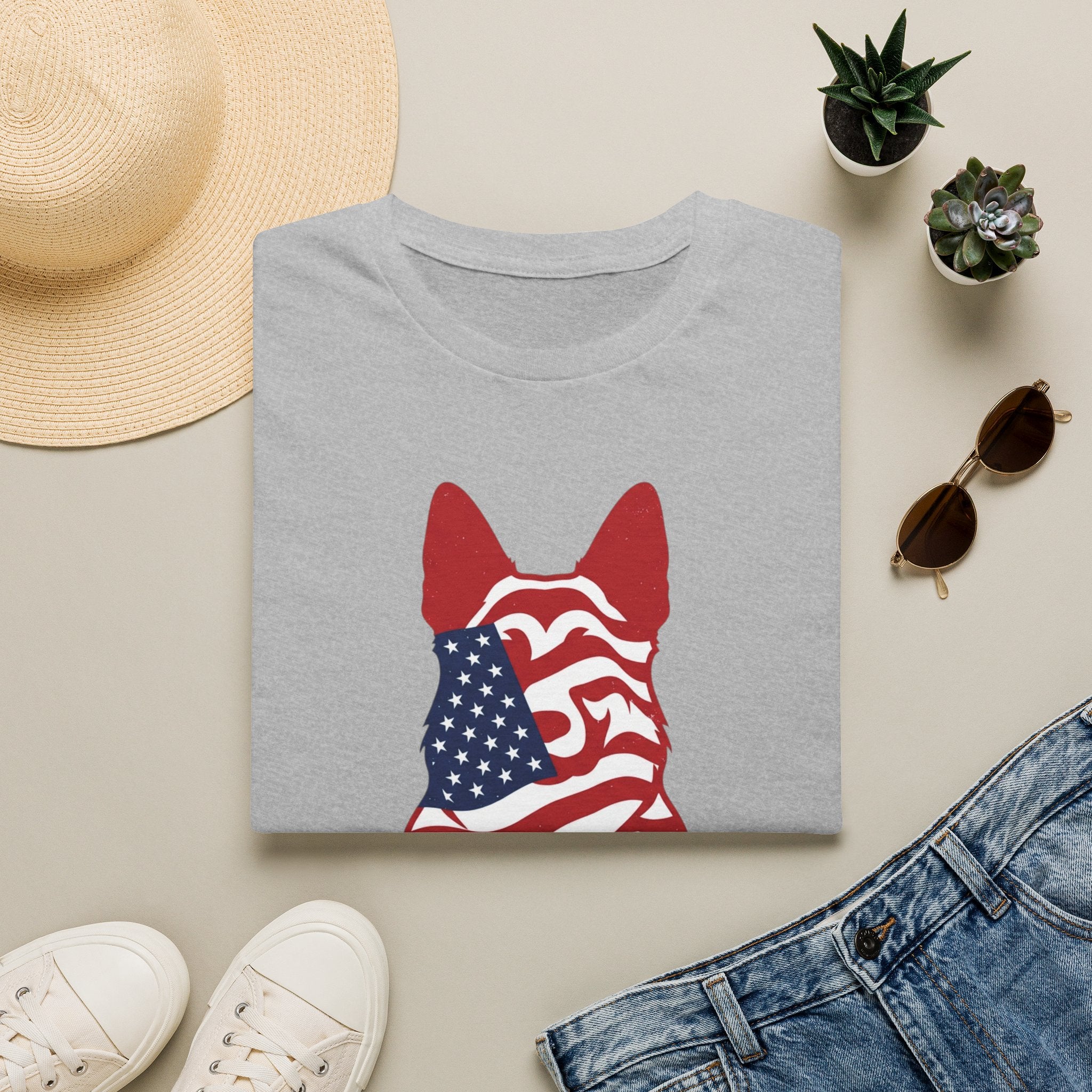 Freedom Fur-Ever Graphic T-Shirt — American Flag Dog Silhouette