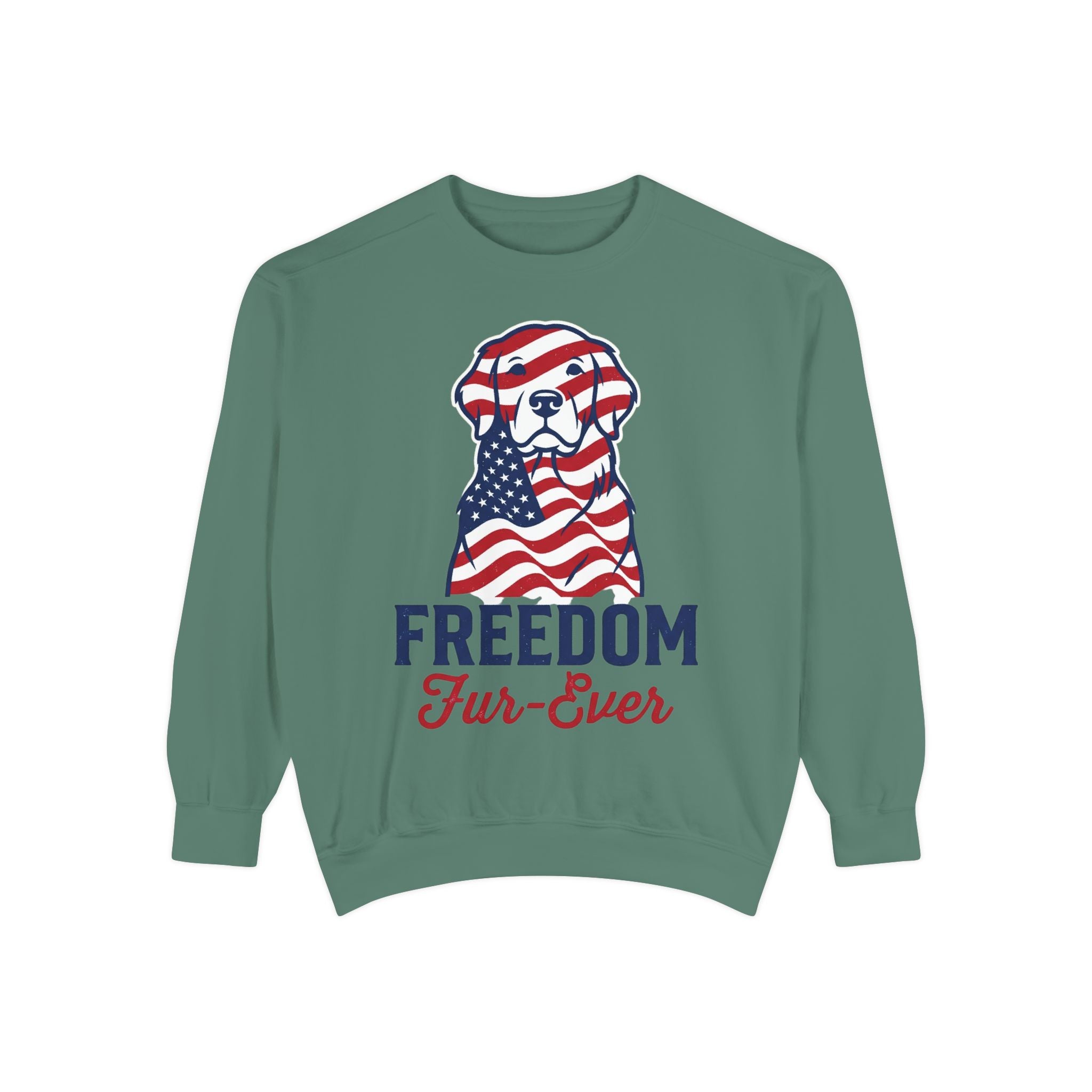 Freedom Fur-Ever Sweatshirt — Patriotic American Flag Dog Crewneck