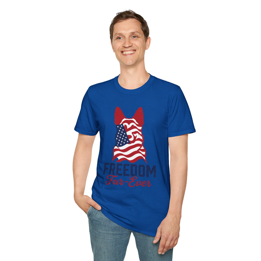 Freedom Fur-Ever Graphic T-Shirt — American Flag Dog Silhouette