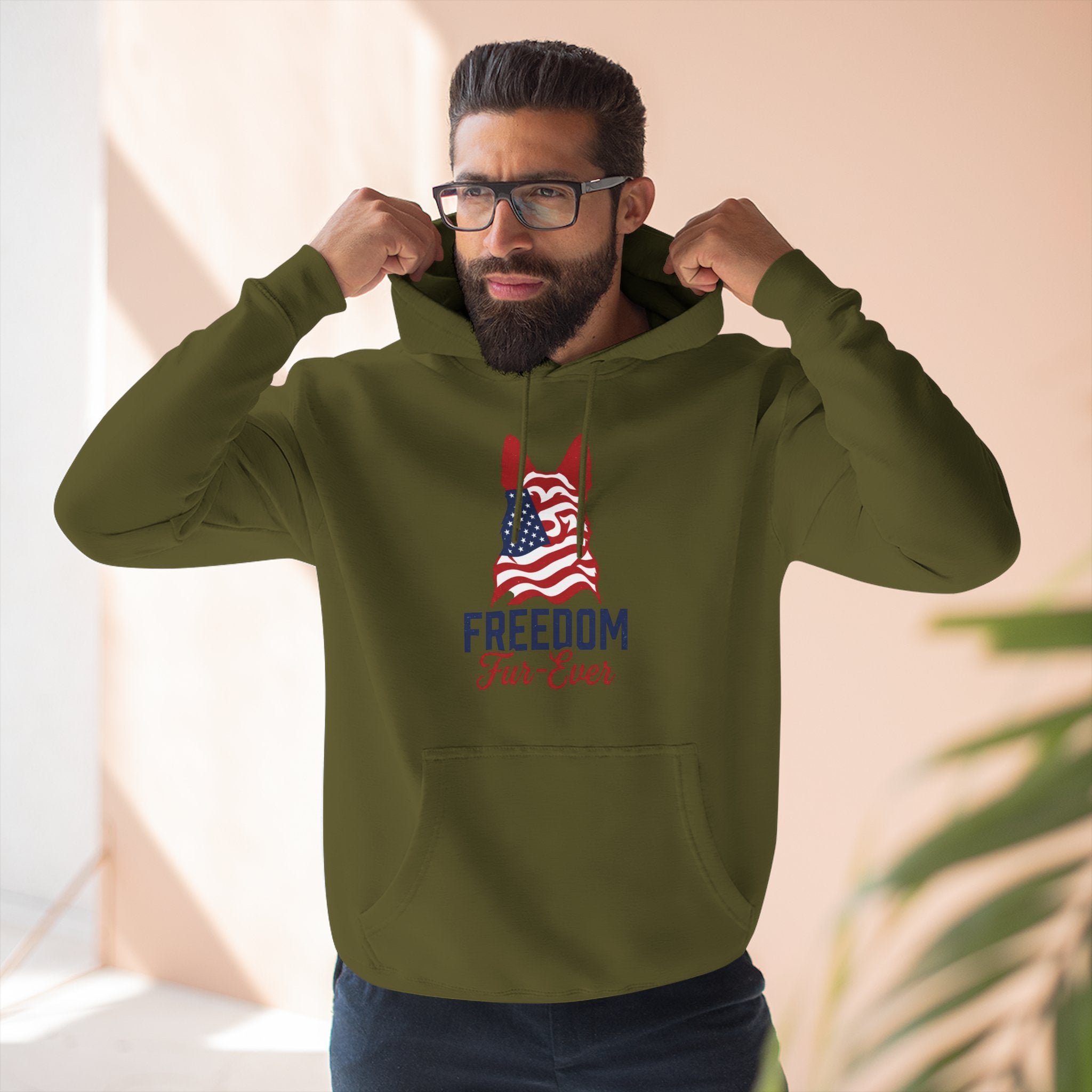 Freedom Fur-ever Hoodie — Patriotic Dog Paw Print Fleece Hoodie