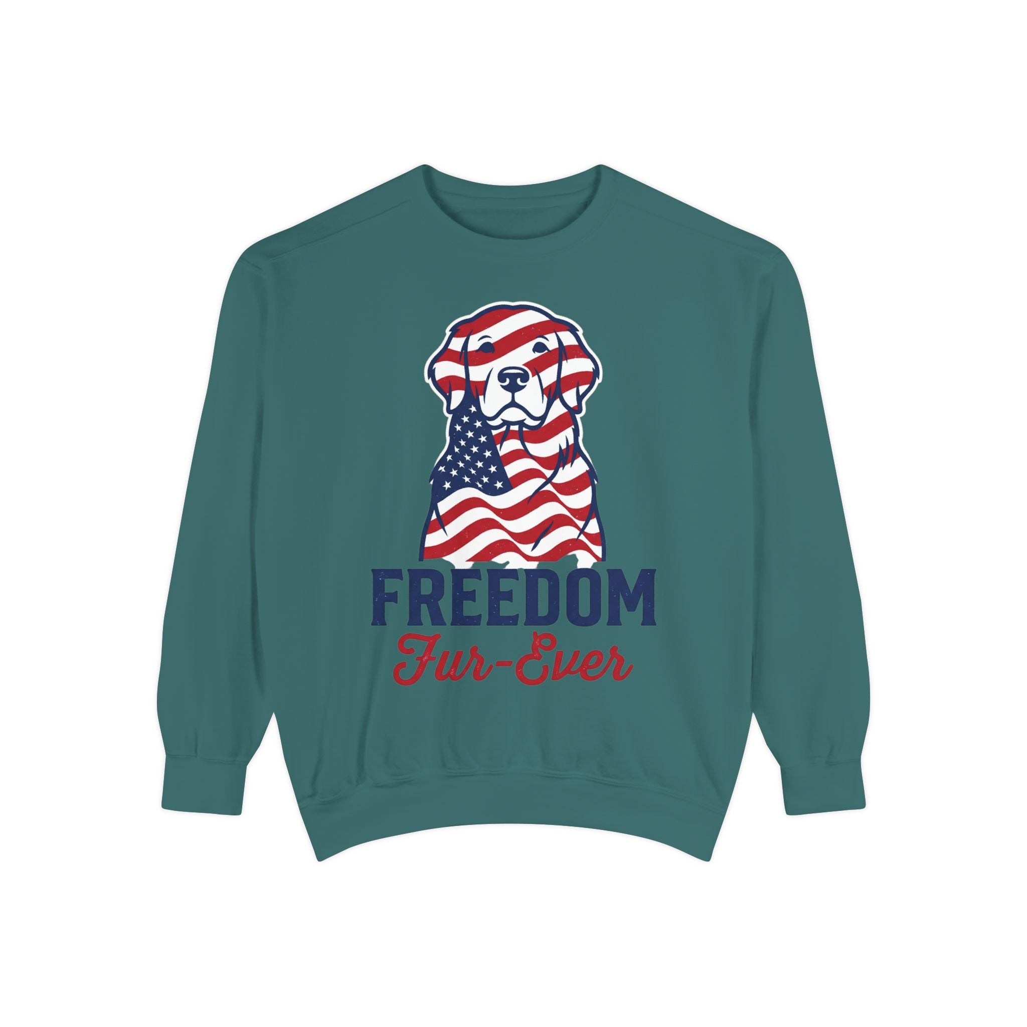 Freedom Fur-Ever Sweatshirt — Patriotic American Flag Dog Crewneck