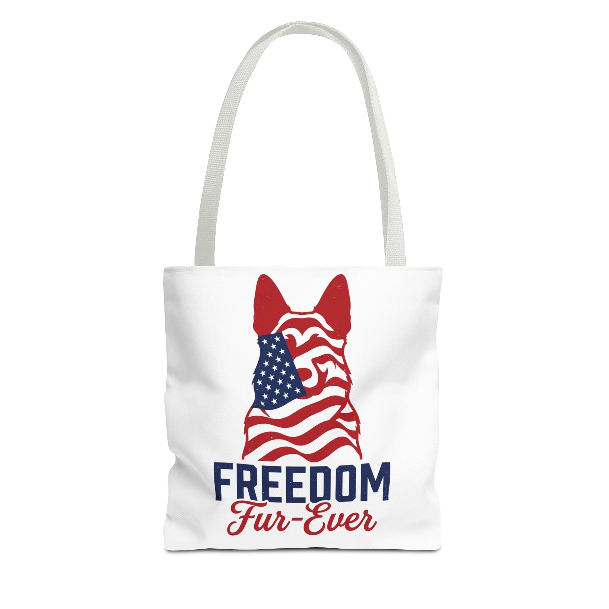 Patriotic Dog Tote — "Freedom Fur-Ever" USA Flag Canvas Bag