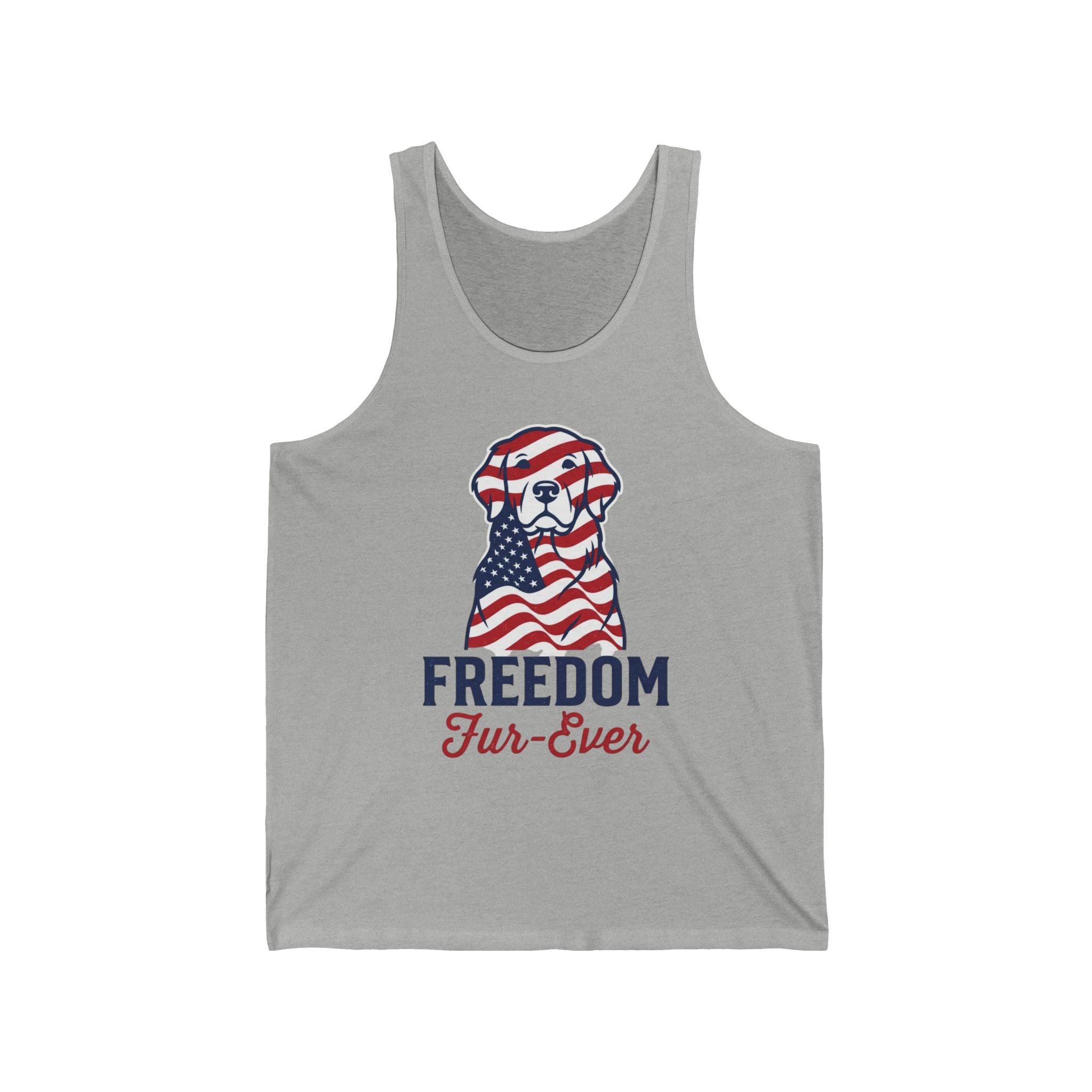 Patriotic Dog Tank Top — "Freedom Fur-Ever" American Flag Pup