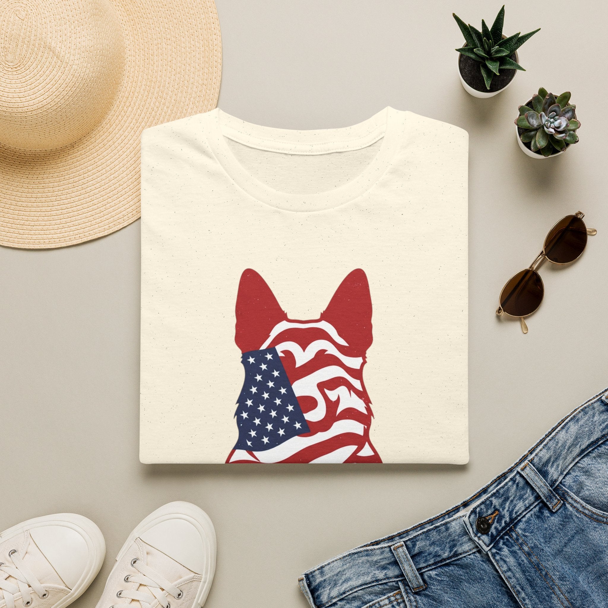 Freedom Fur-Ever Graphic T-Shirt — American Flag Dog Silhouette