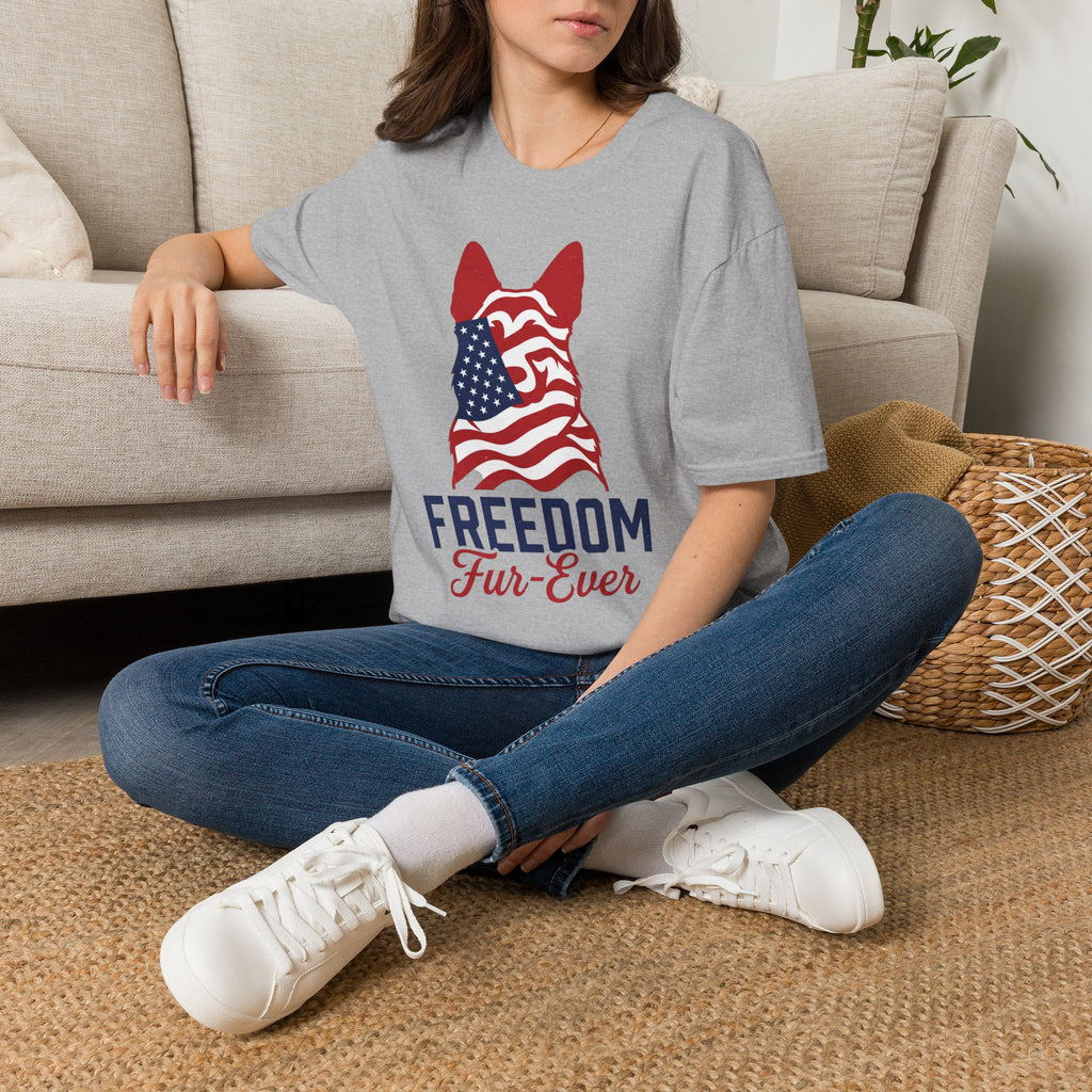 Freedom Fur-Ever Graphic T-Shirt — American Flag Dog Silhouette