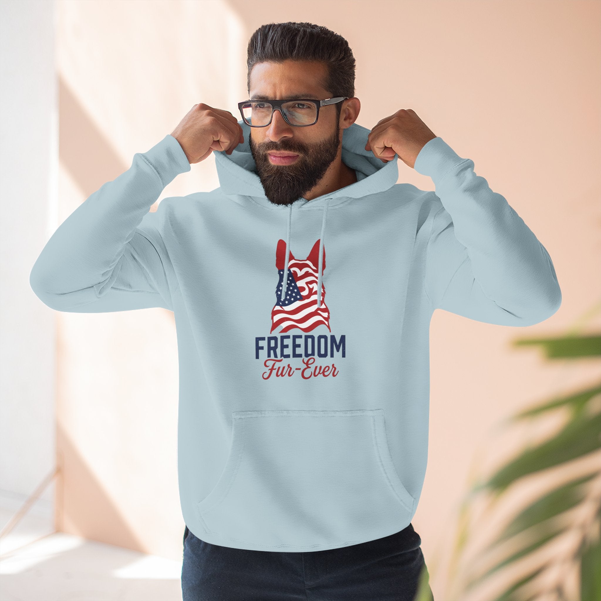 Freedom Fur-ever Hoodie — Patriotic Dog Paw Print Fleece Hoodie