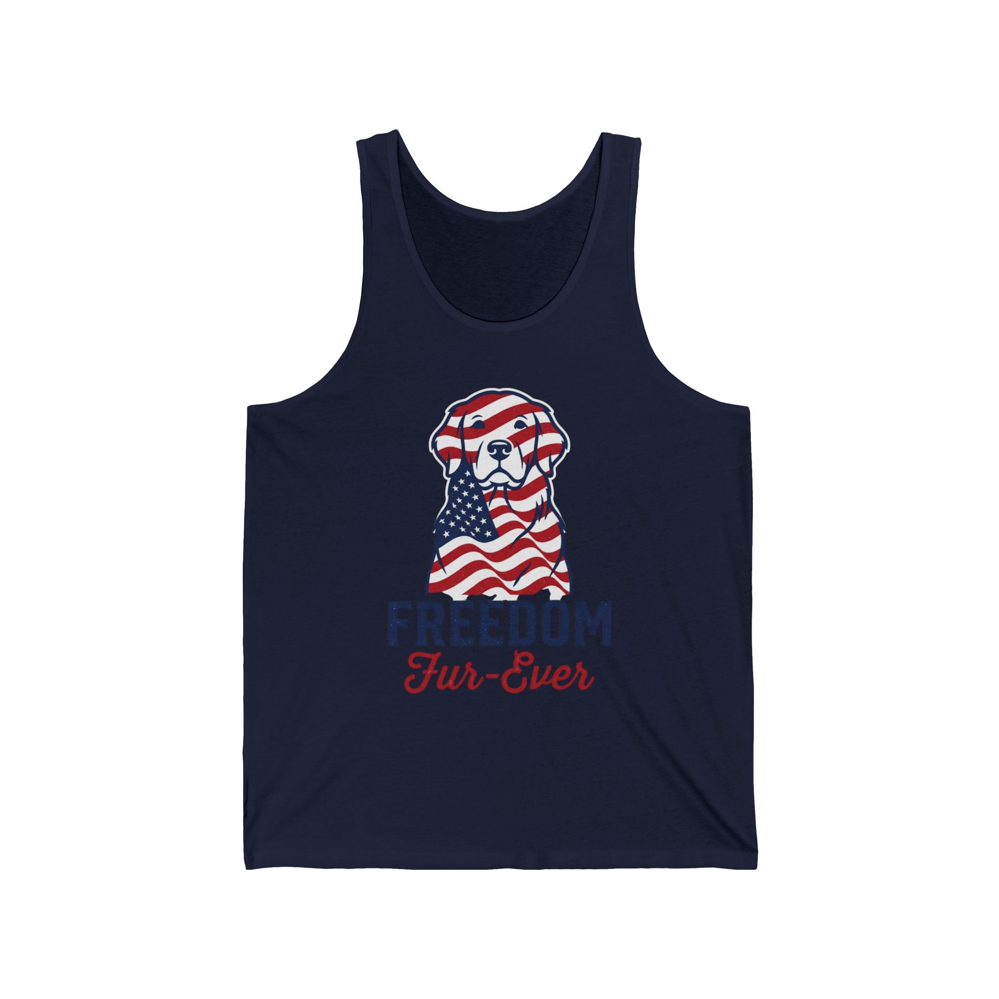 Patriotic Dog Tank Top — "Freedom Fur-Ever" American Flag Pup