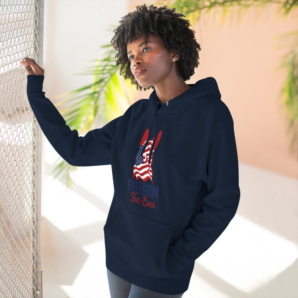Freedom Fur-ever Hoodie — Patriotic Dog Paw Print Fleece Hoodie
