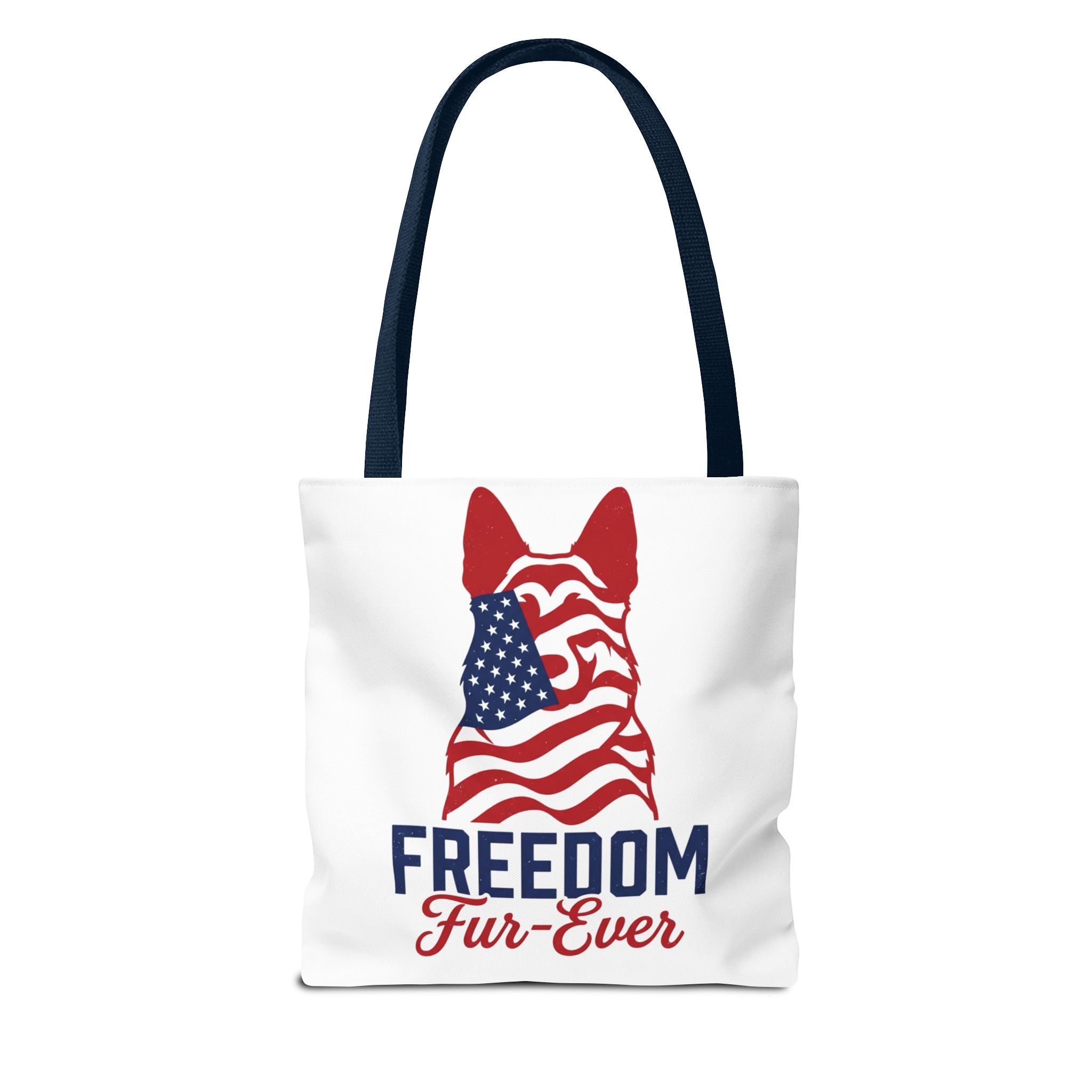 Patriotic Dog Tote — "Freedom Fur-Ever" USA Flag Canvas Bag