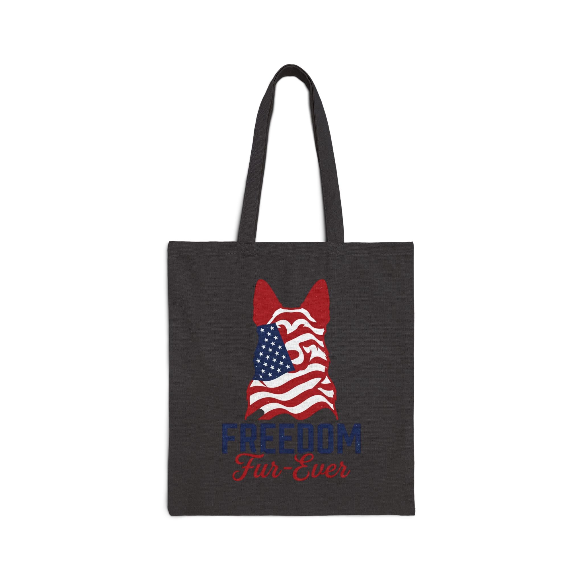 Freedom Fur-Ever Tote Bag — Patriotic American Flag Dog Canvas Tote