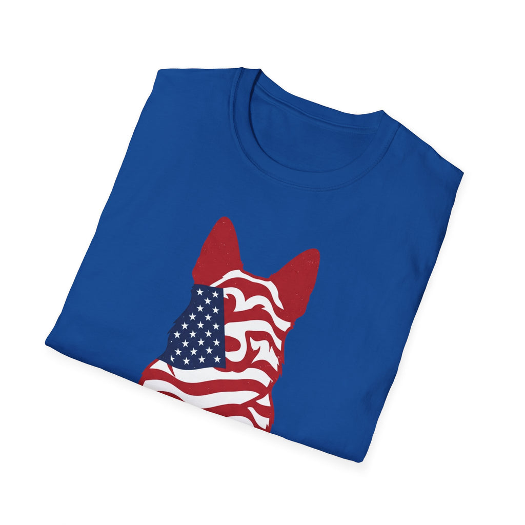 Freedom Fur-Ever Graphic T-Shirt — American Flag Dog Silhouette