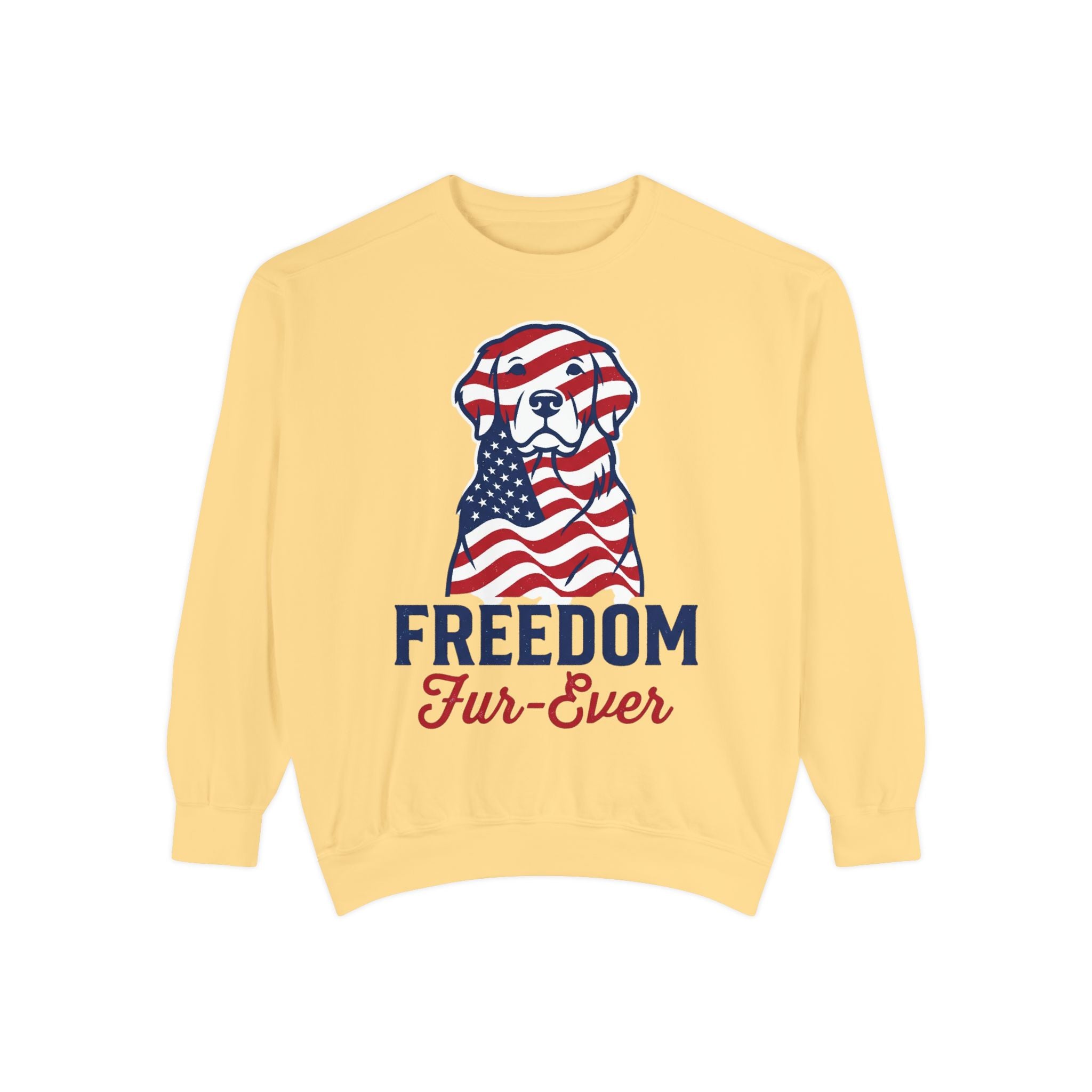 Freedom Fur-Ever Sweatshirt — Patriotic American Flag Dog Crewneck